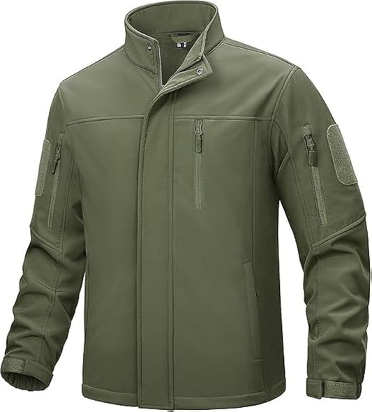 TACVASEN Men's Tactical Softshell Jacket Fleece Lined Water Resistant Windbreaker Military Lightweight Coat for Hiking