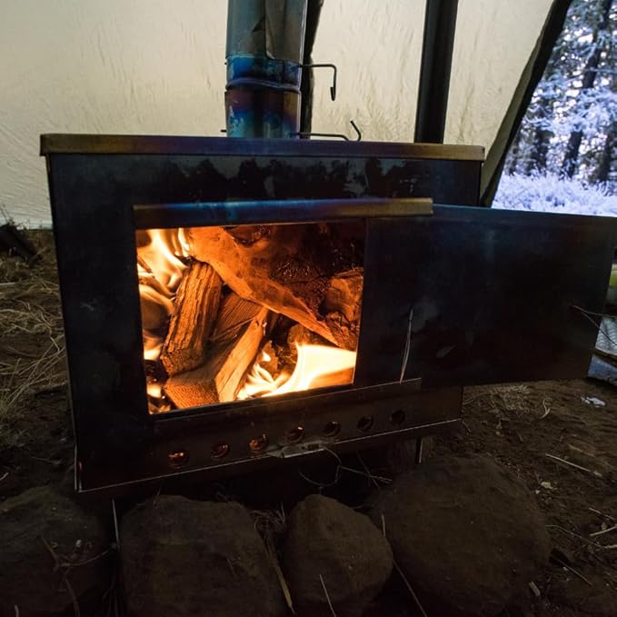 Seek Outside Titanium Wood Stove for Backpacking Camping Hunting | SXL Stove With 9' Pipe