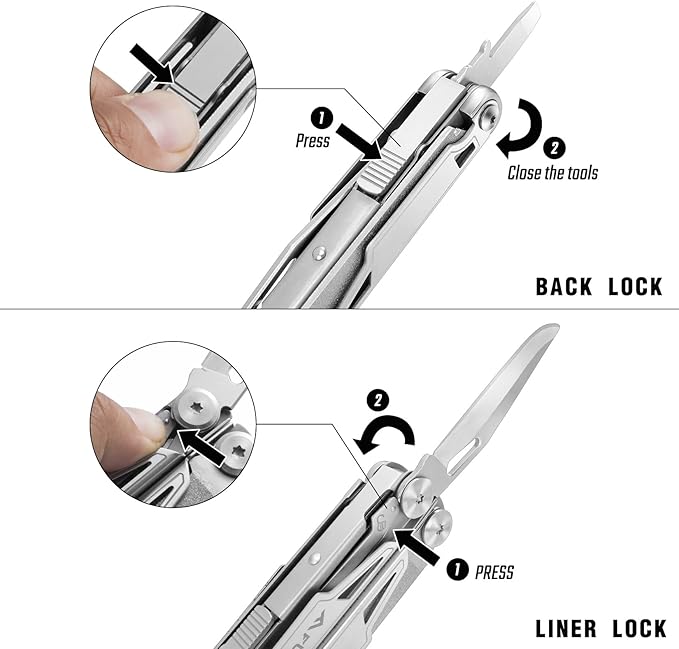 FLISSA Multitool, 16-in-1 Multitools with Sheath, Stainless Steel EDC Multitool, Pocket Knife, Bottle Opener, Screwdriver, Pocket Multi-Tool for Camping, Handwork, Hunting, Hiking, Fishing