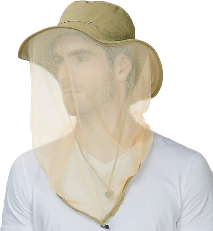 Comhats Net Nylon Mesh Veil Bucket Hats for Men Sun UV Protection Fishing/Gardening/Boating Outdoor