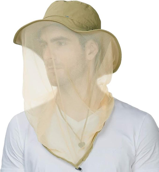 Comhats Net Nylon Mesh Veil Bucket Hats for Men Sun UV Protection Fishing/Gardening/Boating Outdoor