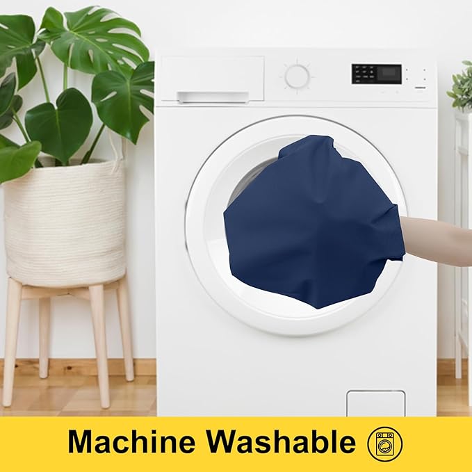 Smiry Picnic Table Cover with Bench Covers, Waterproof Elastic Fitted Polyester Tablecloths for 8 Ft Rectangle Tables, Washable Windproof Tablecloth for Camping, RV & Outdoor (Navy, 30x96 Inches)