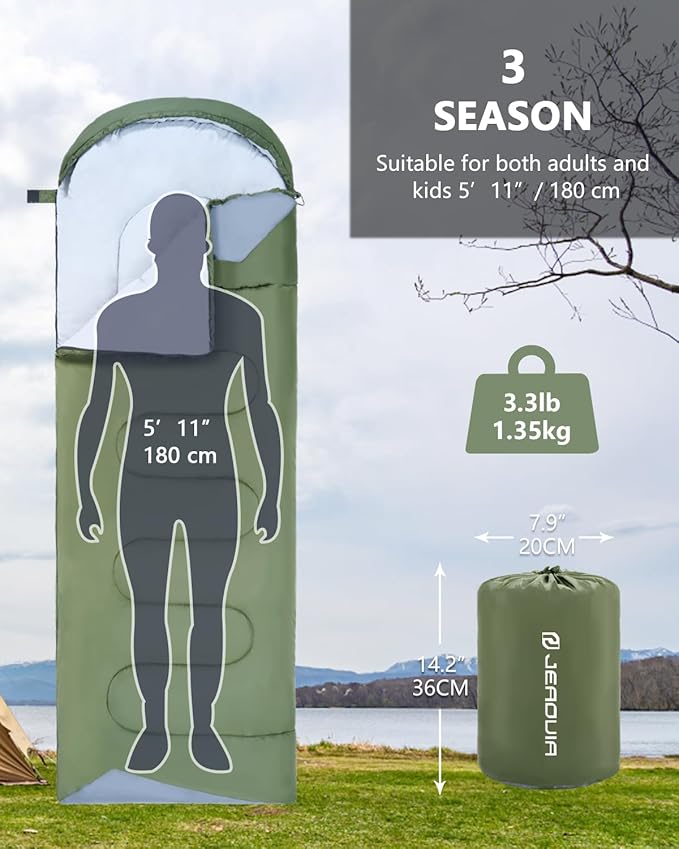 Sleeping Bags for Adults Backpacking Lightweight Waterproof- Cold Weather Sleeping Bag for Girls Boys Mens for Warm Camping Hiking Outdoor Travel Hunting with Compression Bags