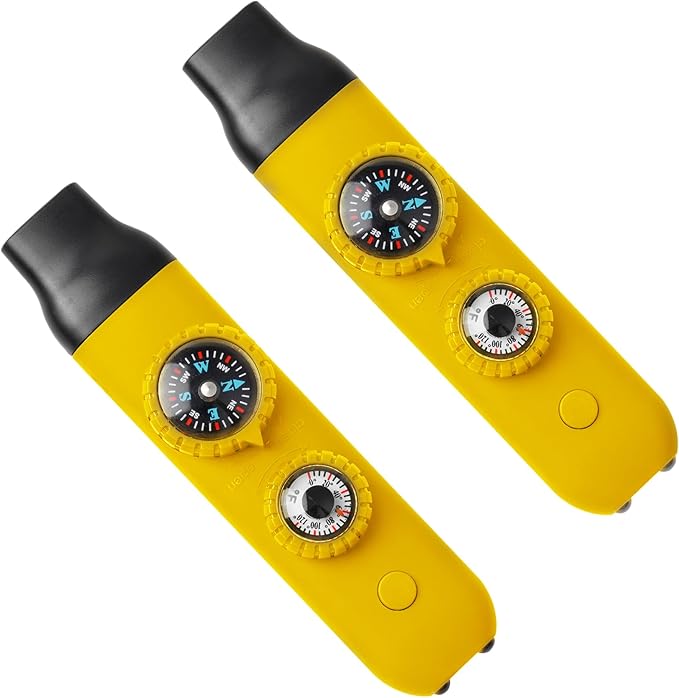 Emergency Survival Safety Whistle，Whistle for Kids with Lanyard,Compass,Thermometer,Ideal for Kayaking, Boating, Hiking, Camping, Climbing