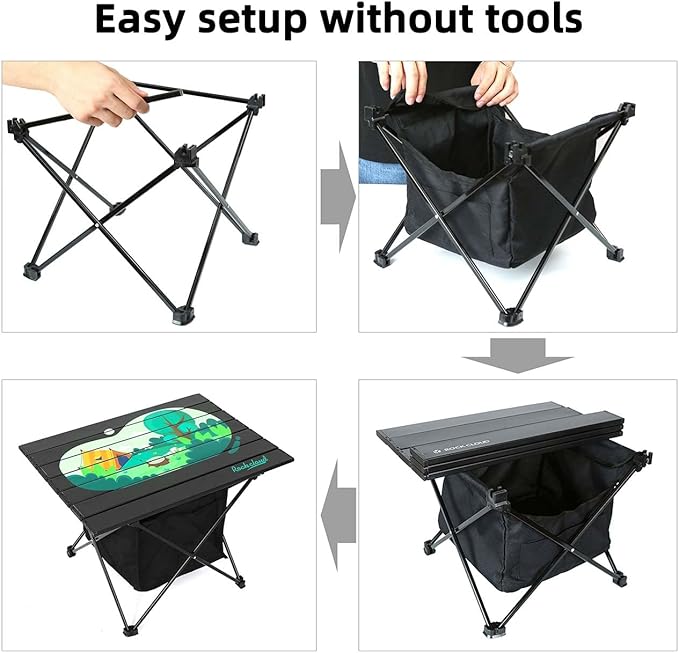 ROCK CLOUD Portable Camping Table Ultralight Aluminum Camp Table with Storage Bag Folding Beach Table for Camping Hiking Backpacking Outdoor Picnic, Size M