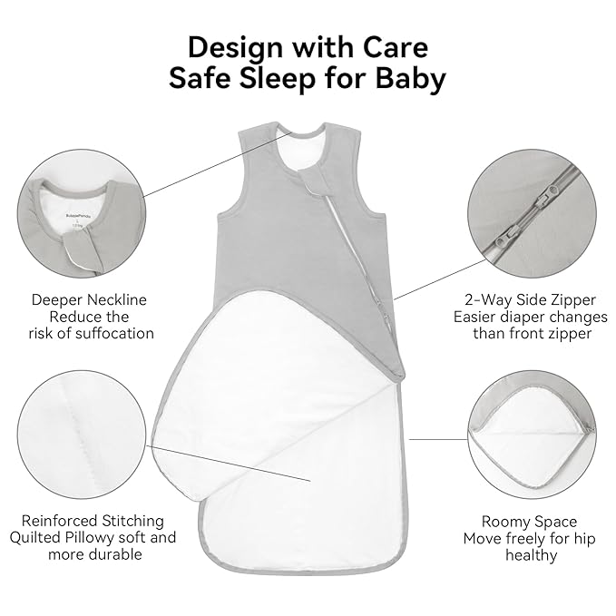 BubblePanda Rayon Made from Bamboo Sleep Sack 12-18 Months 1.0 Tog Soft Toddler Sleeping Sack for Babies 2-Way Zipper Baby Wearable Blanket
