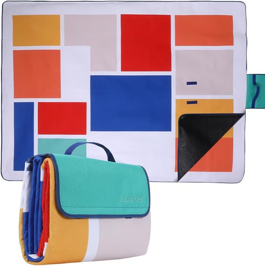 scuddles Extra Large Picnic Blanket – 79" x 59" Waterproof Outdoor Mat with 3-Layer Comfort Design, Easy Fold & Carry Strap for Beach, Camping, Hiking, Park & Family Fun