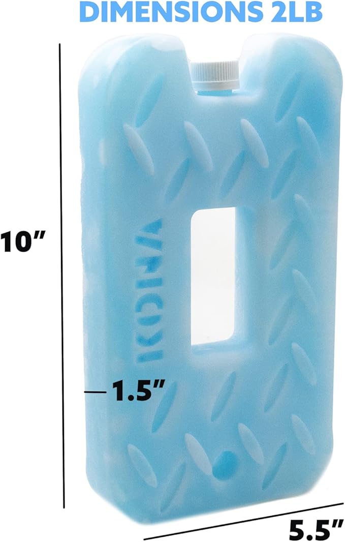 Kona Blue Ice 2 Pound Ice Packs for Coolers - Long Lasting Design - Refreezable Reusable Cooler Ice Pack (2)