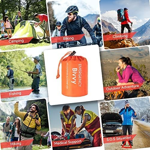 Esky Emergency Sleeping Bag, Portable Emergency Blanket Thermal Bivy Sack, Waterproof Lightweight Survival Gear with Compass for Camping Hiking Outdoor Adventure