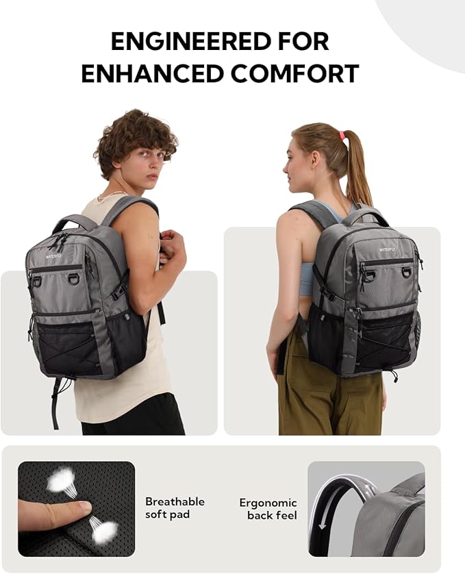 WATERFLY Travel Hiking Casual Backpack: 22L Lightweight Everyday Outdoor City Daypack College Bookbag for Woman Man