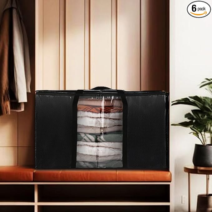 Moving bags (woven type, takeaway style), 94L, black, 6 pieces per pack