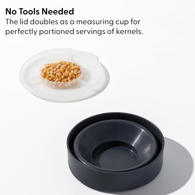 W&P Microwave Silicone Personal Popcorn Popper Maker | Charcoal | Collapsible Bowl w/Built In Measuring Cup, BPA Free, Eco-Friendly, Waste Free, 4 Cups of Popped Popcorn
