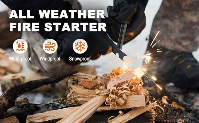 Magnesium Flint Fire Starter, Survival Fire Blocks with Striker for Camping/Hiking/Emergency