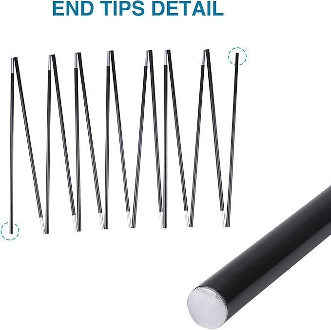 Aluminum Tent Poles Replacement, Black Pre-Assembled Tent Pole, 7001 T6 Heated Camping Tent Rod