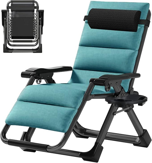 ABORON Zero Gravity Chair,Premium Outdoor Lawn Folding Lounge Chairs,Sturdy Adjustable Reclining Patio Chairs with Removable Cushion,Headrest & Tray