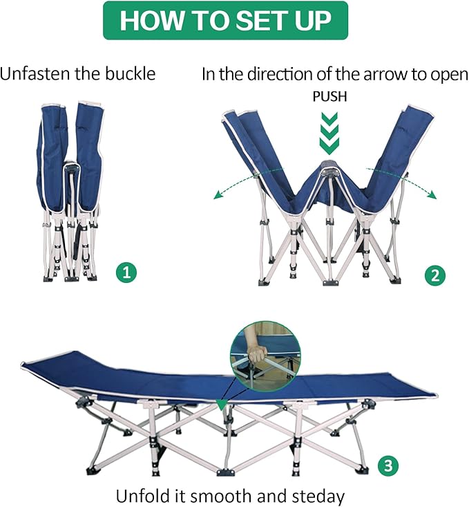 2-Pack Camping Cot with Mattress Cots for Sleeping with Camfortable Pad Heavy Duty Camping Bed for Adults Folding Cot for Home Outdoor Office Nap and Vacation