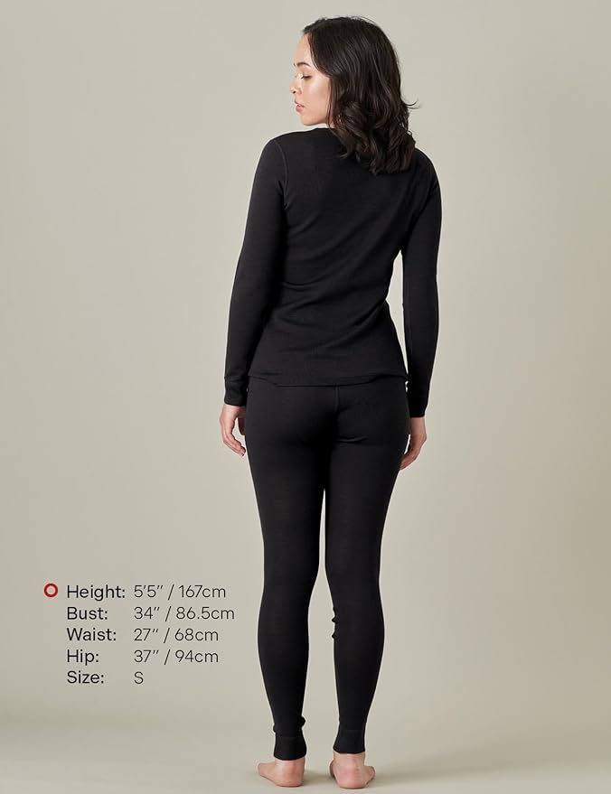 LAPASA Womens 100% Merino Wool Base Layer Set Lightweight & Midweight Thermal Underwear Long John Top & Bottom Warm L58/L91