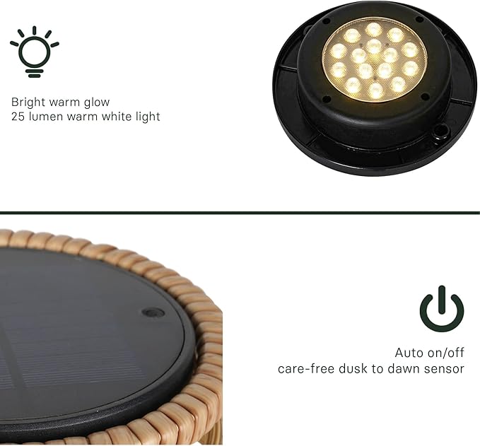 Grand patio Floor Lamp Outdoor Lamp Patio Lights Solar Powered Lantern Weather-Resistant Wicker Deck Lights, Lamp Large-Sized for Garden (Austin Natural Brown)