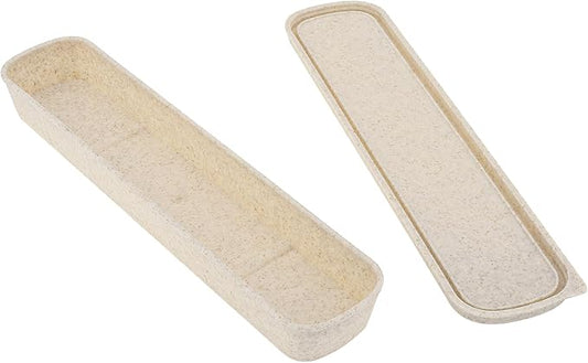 OriGlam 1pcs Portable Flatware Box Travel Tableware Storage Case Box, Utensil Case Flatware Storage Box for Cutlery Kit, 9.84 x 2.40 inch (Beige)