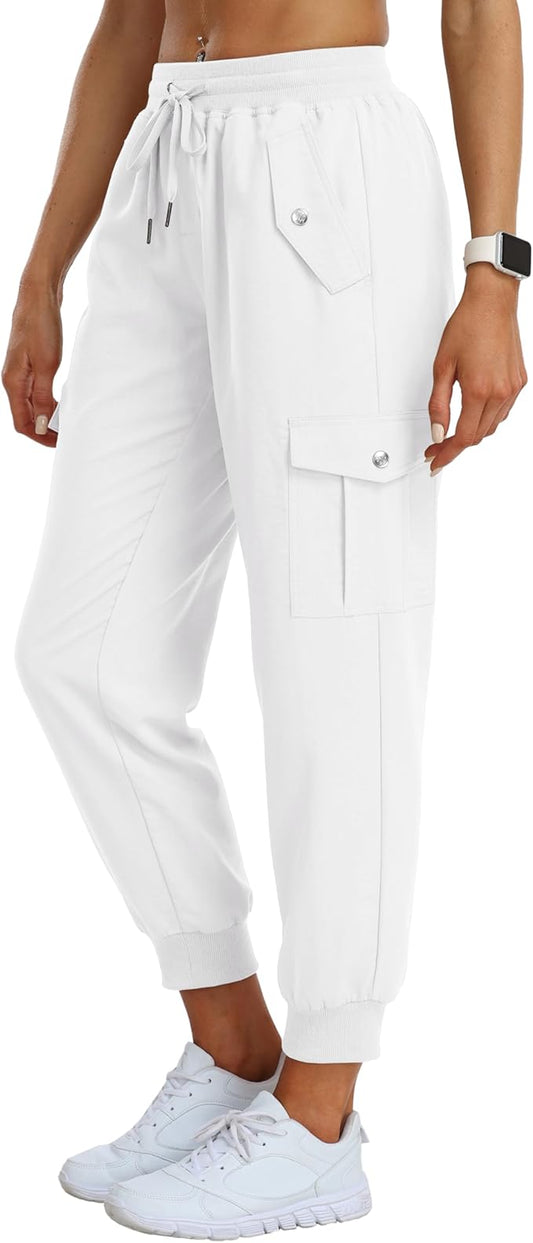 MoFiz Women's Outdoor Cargo Pants Lightweight Joggers Elastic Waist Athletic Hiking Sweatpants Casual Travel Pant with Pocket