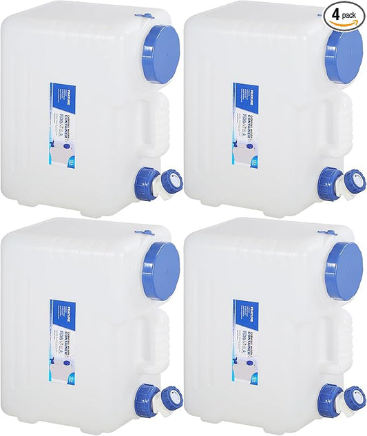 RedSwing 4 Pack 4 Gallon/15L Portable Water Container with Spigot, Water Storage Carrier for Camping Outdoor Hiking, BPA Free