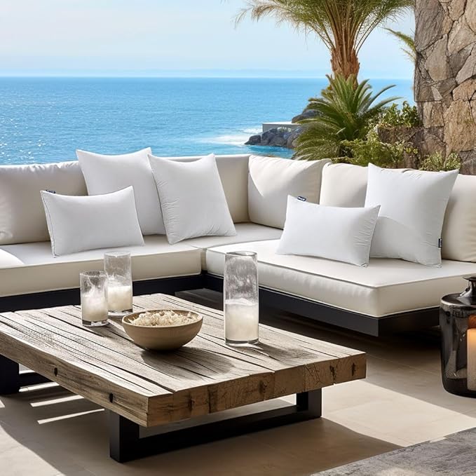 MIULEE Pack of 2 14x22 Inch Outdoor Pillow Inserts Waterproof Decorative Throw Pillow Insert, Rectangle Lumbar Garden Pillow Form for Patio Sofa Couch