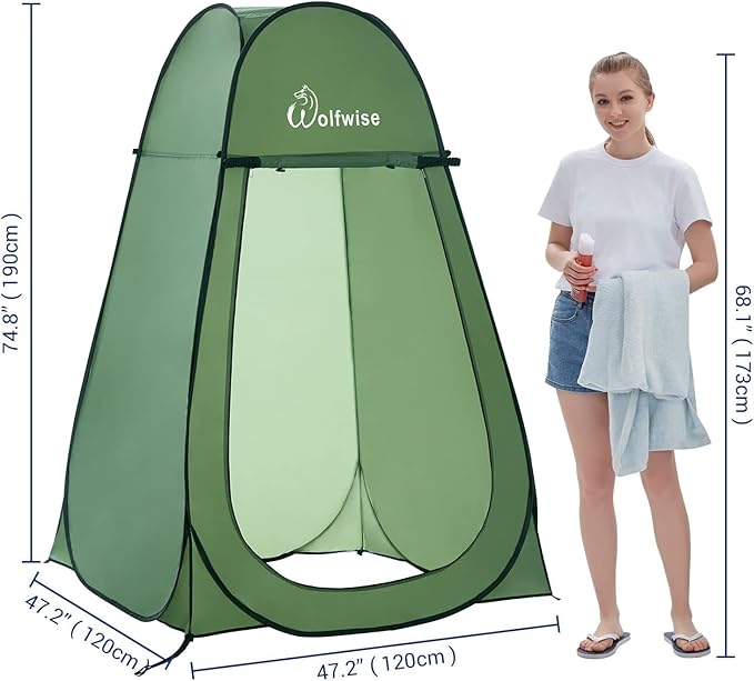 Wolfwise Pop Up Changing Tent for Beach, Camping Portable Shower Tents, Outdoor Privacy Bathroom, Change Dressing Clothes Porta Potty Tent Pop Up Instant for Camp, Toilet, Green