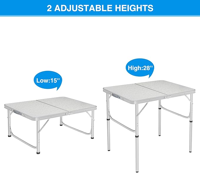 RedSwing Aluminum Folding Table 3 Feet Adjustable Height, Lightweight and Portable Camping Table, 36x24 Inches