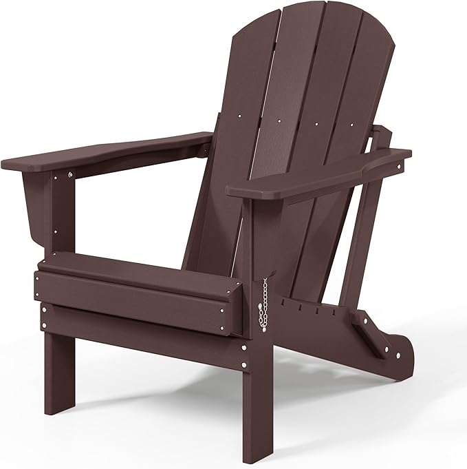 WestinTrends Malibu 2 Piece Set Outdoor Folding Poly Adirondack Chair, Dark Brown