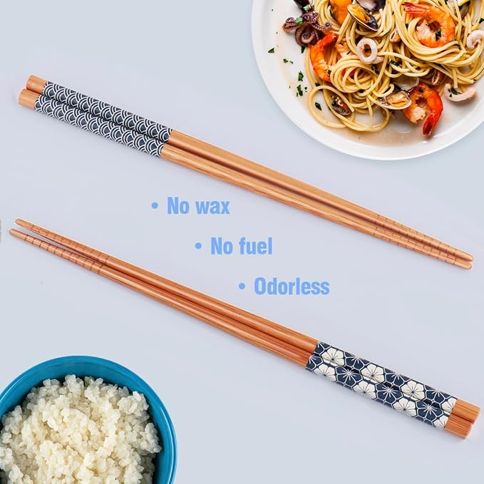 GLAMFIELDS Bamboo Chopsticks Reusable Japanese Style Lightweight 5 Pairs Ramen Chop Sticks Case Gift Set