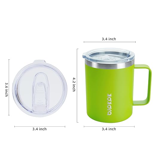 BJPKPK 2 pcs Insulated Coffee Mug, 14oz Insulated Tumbler with Lid, Stainless Steel Coffee Cups with Splash Proof Lid-Green