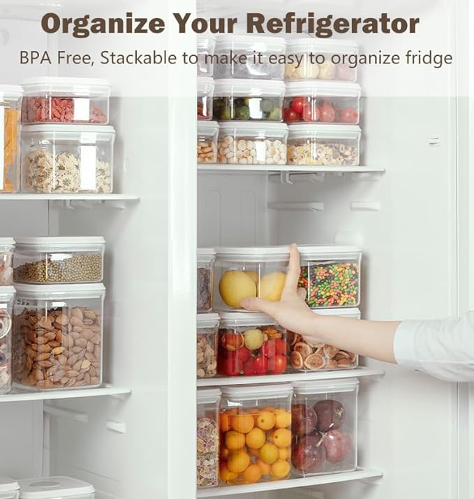 Pop Airtight Food Storage Containers Set with Lids, Large 4.2Qt/4L Food Containers with Scoop, Kitchen Pantry Organization and Storage, BPA Free Stackable Cereal Container (2 * 4.2Qt)