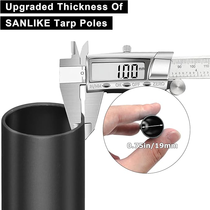 SAN LIKE Tent Poles Aluminum Tent Poles for Tarp 60inch Camping Tarp Poles Adjustable Collapsible Tent Poles for Awnings Canopy Rain Fly Shelter 2 Sets (4 Sections)