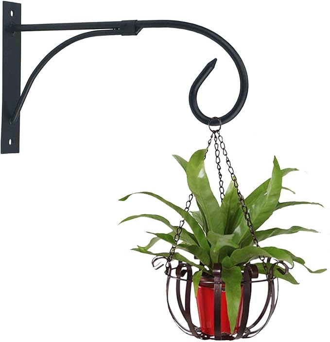 Tinsow Plant Bracket Iron Wall Hooks Straight Downcurled Hanging for Wind Chimes, Flower Baskets, Decorative Plants, Lantern, Wind Spinners, Bird Feeders, Indoor or Outdoor Decoration