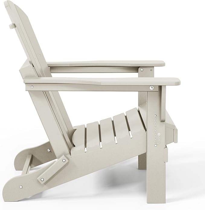 WestinTrends Malibu HDPE Outdoor Patio Folding Poly Adirondack Chair, Sand