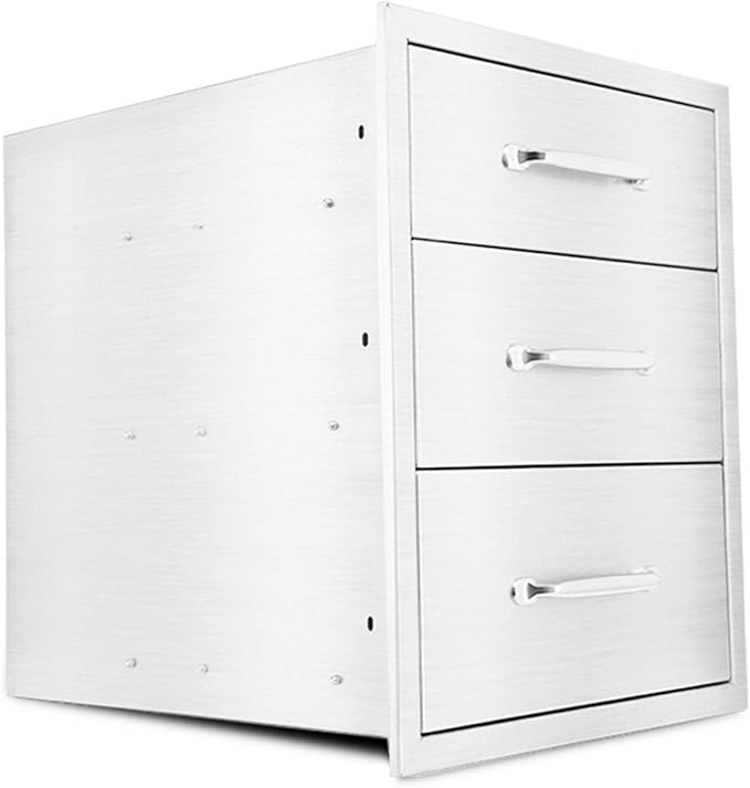 Karpevta Outdoor Kitchen Drawer W15.7XD17.7XH21.6 Inches BBQ Drawer - Stainless Steel Double Drawers for Outdoor Kitchen Grilling Station or Commercial BBQ Island with Handle