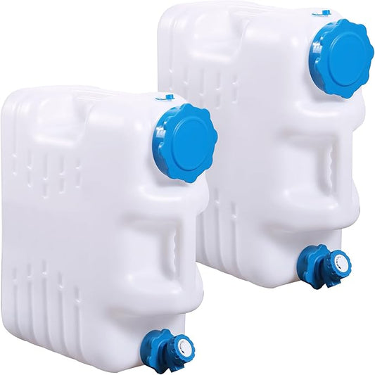 5 Gallon/18.5L Water Container with Spigot, Portable BPA Free Water Jug, Multifunction Water Tank for Camping Outdoor Hiking Picnic Supplies, Emergency Stroage, 2 Pack