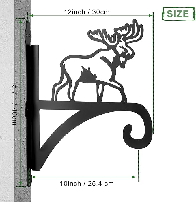 ATKKE Hanging Plant Bracket Hangers Indoor Iron Wall Mount,11??Moose Silhouette Ornamental Iron Hangers Hookers for Flower Pot Lantern Bird Feeder Wind Chimes