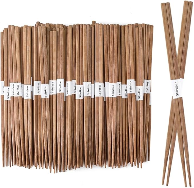 100 pairs Bamboo Disposable Separated Chopsticks With Paper Band Japanese and Chinese Wooden for Sushi Ramen Restaurant, 9.5 Inches(Brown)