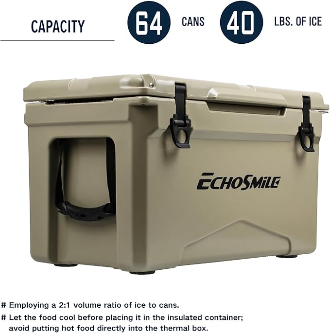 EchoSmile 25/30/35/40/60/75 Quart Rotomolded Cooler, Built to Stand up to The Rigors of The Journey