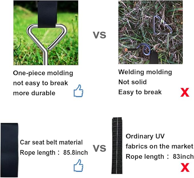 Eurmax USA Trampoline Stakes Heavy Duty Trampoline Parts Corkscrew Shape Steel Stakes Anchor Kit with T Hook for Trampolines -Set of 4 Bonus 4 Strong Belt,Silver