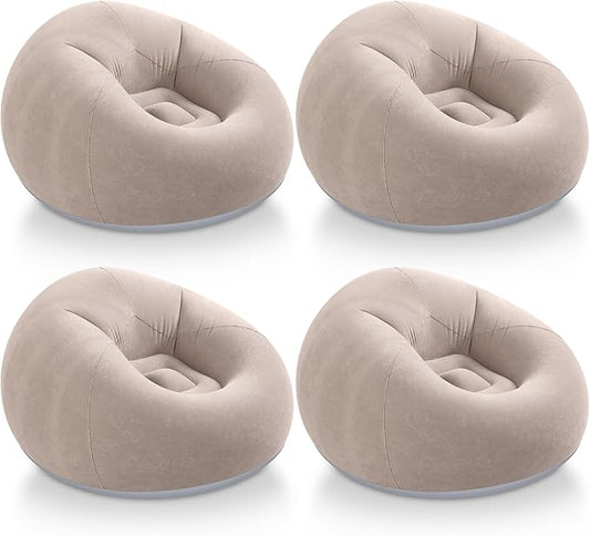 Realspring Inflatable Bean Bag Chairs Outdoor Blow up Camping Chairs Inflatable Lazy Sofa Folding Portable Bean Bag Loungers Couch for Movie Night(Coffee,4 Pcs)