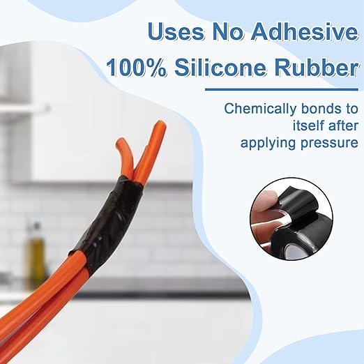 FOURGUN Self Fusing Silicone Tape Black 1" x 16.4FT Heavy Duty Waterproof Leak Proof Repair Tape for Plumbing Hose Pipeline Electrical Wrapping Emergency Seal for Hot/Cold Pipes & Tools