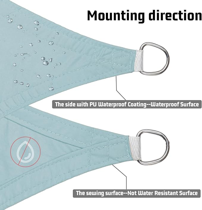 LOVE STORY Waterproof 7'x13' Rectangle Sky Blue Sun Shade Sail Cannoy UV Resistant for Outdoor Patio Garden Backyard