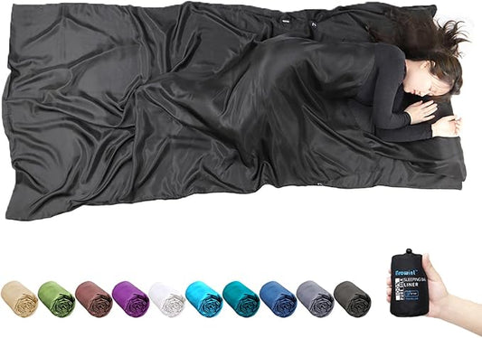BROWINT Silk Sleeping Bag Liner, Silk Sleep Sack, Extra Wide 87"x43", Lightweight Travel Sheet for Hotels, More Colors for Option, Reinforced Gussets