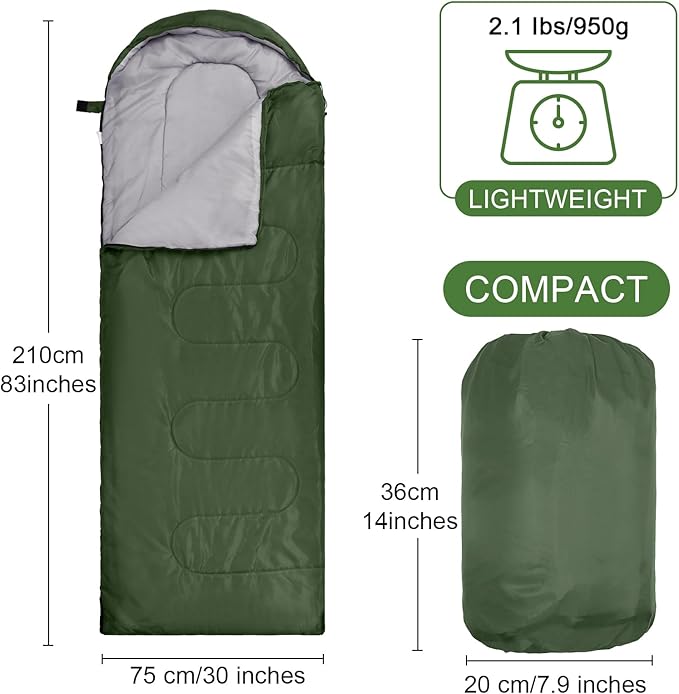 Tudomro 16 Pack Camping Sleeping Bags Bulk Adults Envelope 4 Season Cold Warm Weather Lightweight Waterproof Compact Backpacking Sleeping Bag for Travel Hiking