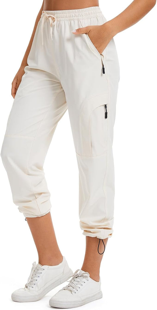 Womens Hiking Pants Quick Dry UPF 50 Lightweight Travel Golf Cargo Safari Pants Zipper Pockets