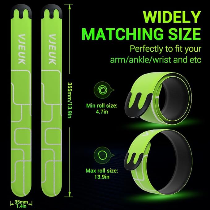 2 Pack LED Armband Running Lights with Reflective Gear, Rechargeable LED Wristband Lights for Night Safety, Light Up Armbands for Runners, Joggers, Walkers