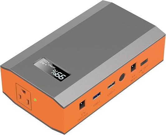 Portable Power Bank with AC Outlet, 65W 110V Portable Laptop Charger Battery Bank 24000mAh External Battery Pack Backup Power Source for Outdoor Tent Camping RV Home Office Smart Devices-Orange