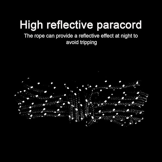 8 Pack High-Reflective Guy Lines 4mm Tent Cords High-Strength Lightweight Camp Ropes with Aluminum Adjuster Tensioner for Tent, Tying Down Tarps, Camping, Outdoor Packaging (Khaki)